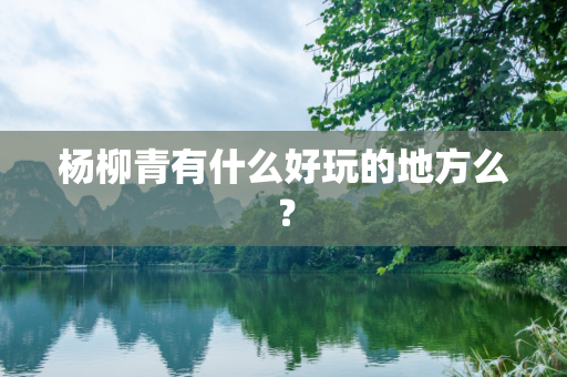 杨柳青有什么好玩的地方么？