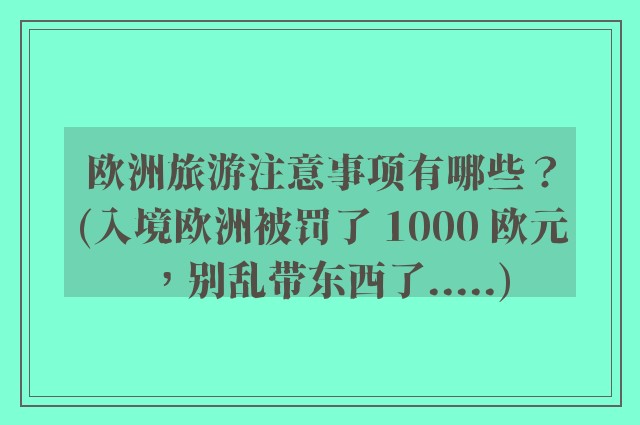 欧洲旅游注意事项有哪些?(入境欧洲被罚了 1000 欧元,别乱带东西了.....)