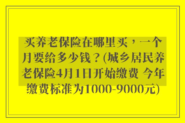 买养老保险在哪里买,一个月要给多少钱?(城乡居民养老保险4月1日开始缴费 今年缴费标准为1000-9000元)
